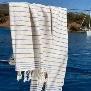 Prosop de plaja, DC Home, Capri, Bumbac, Albastru / Crem imagine