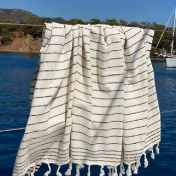 Prosop de plaja, DC Home, Capri, Bumbac, Negru / Crem imagine