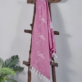 Prosop de plaja, DC Home, Flamingo, Bumbac, Fucsia imagine