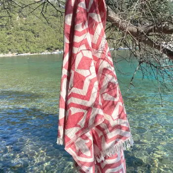 Prosop de plaja, DC Home, Lalezar, Bumbac, Rosu imagine