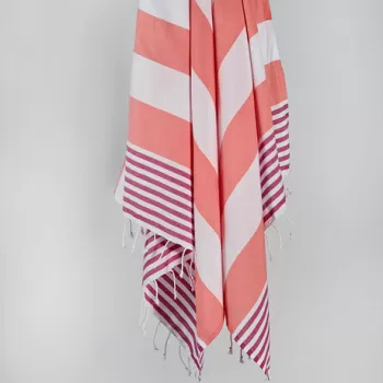 Prosop de plaja, DC Home, Sultan, Bumbac, Fucsia/Alb imagine