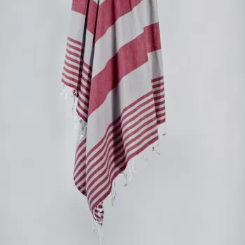 Prosop de plaja, DC Home, Sultan, Bumbac, Gri/Rosu imagine