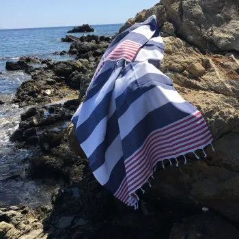 Prosop de plaja, DC Home, Sultan, Bumbac, Rosu / Albastru / Alb imagine