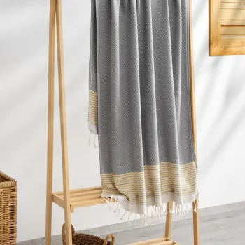Prosop de plaja, L'essentiel Maison, Agora, 90x180 cm, Gri imagine