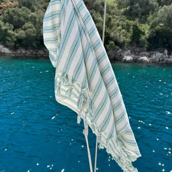 Prosop de plaja, L'essentiel Maison, Helen, 90x160 cm, Bumbac, Menta imagine