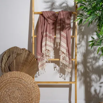 Prosop de plaja, PestemalLand, New Diamond, Bumbac;Poliester, Caramiziu imagine