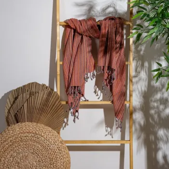 Prosop de plaja, PestemalLand, Otantik, Bumbac;Poliester, Portocaliu imagine