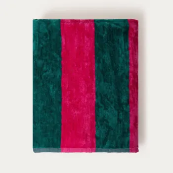 Prosop de plaja Rayas, Homla, 100x150 cm, bumbac, roz/verde imagine