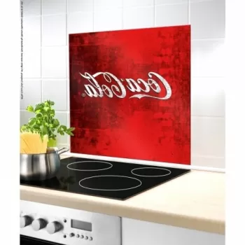 Protectie perete bucatarie Coca-Cola Classic, Wenko, 60 x 70 cm, sticla termorezistenta, rosu imagine