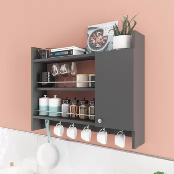 Raft de bucatarie, Colman, Knerr, 85x15x65 cm, Antracit imagine