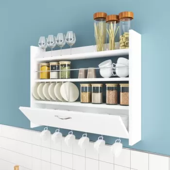 Raft pentru bucatarie, Colman, Knott, 85 x 15 x 65 cm, pal melaminat, alb imagine