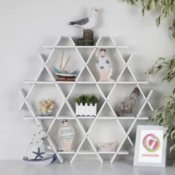 Raft pentru decoratiuni, HEXBEYAZ-M, 70x67x11 cm, Carton, Alb imagine