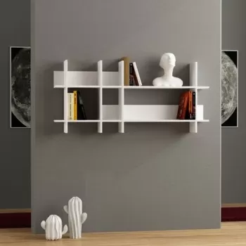 Raft pentru perete Beads, Decortie, 150x22x70 cm, alb imagine