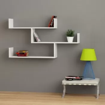 Raft pentru perete Tibet, Decortie, 120x22x67 cm, alb imagine