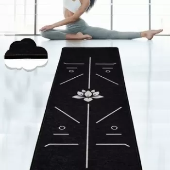Saltea fitness/yoga/pilates Bikram, Chilai, 60x200 cm, poliester, negru imagine