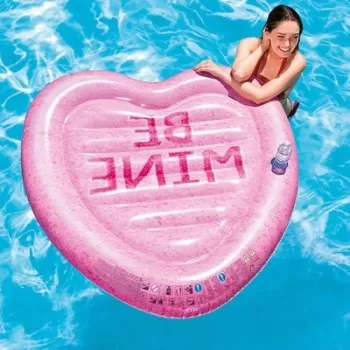 Saltea gonflabila Intex Candy Heart Island, 145x142 cm, polivinil, roz imagine