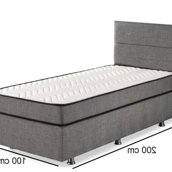 Saltea single, Base & Headboard, Niron, Argintiu, 100x38x200 cm, Cadru: OTEL, Gri imagine