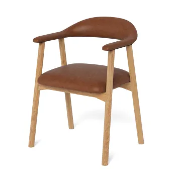 Scaun Addi, Actona, 56x54x75.5 cm, piele ecologica/lemn de stejar, brandy imagine