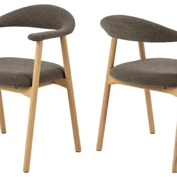 Scaun Addi, Actona, 56x54x75.5 cm, tesatura Boucle/lemn de stejar, grej imagine