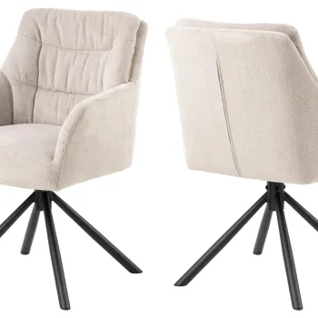 Scaun Alonso, Actona, 64x60.5x85.5 cm, rotativ, tesatura structurata/otel, bej imagine