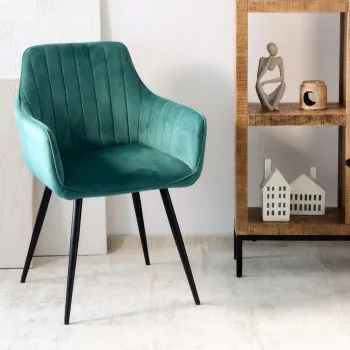 Scaun Andre, Homla, 61x56x86 cm, metal/catifea din poliester, verde imagine