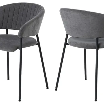 Scaun Ann, Actona, 54.5x54x77.5 cm, tesatura Chenille/otel, gri inchis imagine