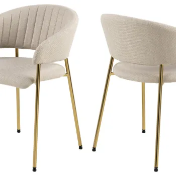 Scaun Ann, Actona, 54.5x54x77.5 cm, tesatura structurata/otel, bej imagine