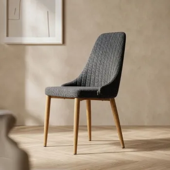 Scaun Arvello, Homla, 46.5x58x88  cm, metal/poliester, gri/natur imagine