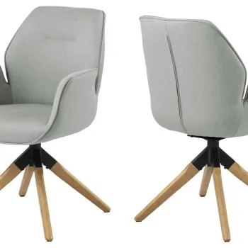 Scaun Aura, Actona, 60.5x58.5x91 cm, rotativ, poliester/lemn de cauciuc, gri deschis/natural imagine