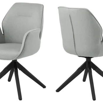 Scaun Aura, Actona, 60.5x58.5x91 cm, rotativ, poliester/lemn de cauciuc, gri deschis/negru imagine