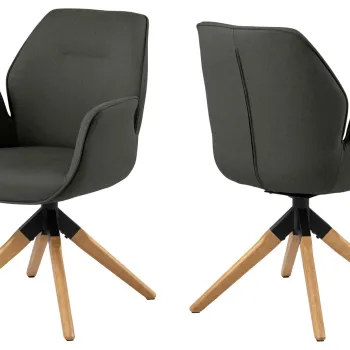 Scaun Aura, Actona, 60.5x58.5x91 cm, rotativ, poliester/lemn de cauciuc, gri inchis/natural imagine