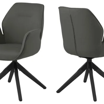 Scaun Aura, Actona, 60.5x58.5x91 cm, rotativ, poliester/lemn de cauciuc, gri inchis/negru imagine