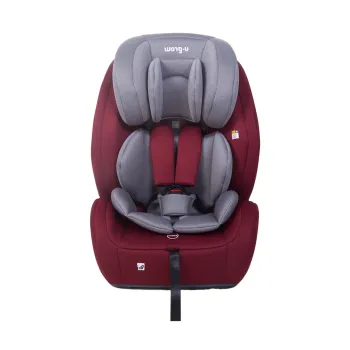 Scaun auto cu isofix si top tether R129, I-Size, U-grow, 76-150 cm (15 luni-12 ani), HDPE/tesatura tricotata din poliester, rosu/gri imagine
