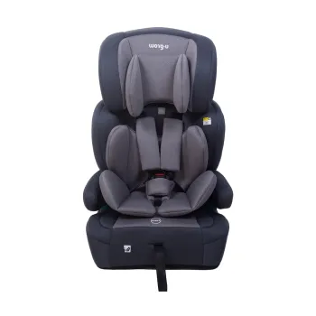Scaun auto/inaltator cu isofix R129, I-Size, U-grow, 76-150 cm (15 luni-12 ani), HDPE/tesatura tricotata din poliester, gri imagine