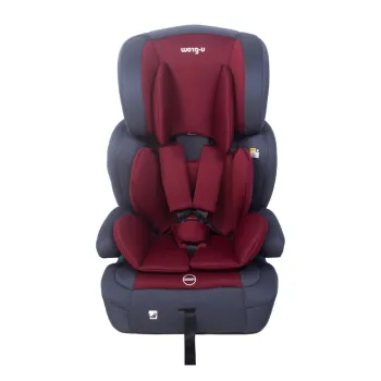 Scaun auto/inaltator cu isofix R129, I-Size, U-grow, 76-150 cm (15 luni-12 ani), HDPE/tesatura tricotata din poliester, rosu/gri imagine