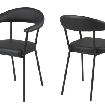 Scaun Ava, Actona, 56x52.5x77.5 cm, piele ecologica/otel, negru imagine