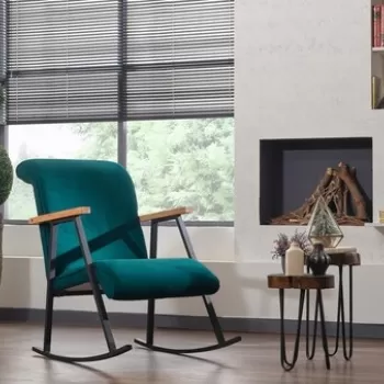 Scaun balansoar Yoka, Futon, 86x60x96 cm, metal, albastru petrol imagine