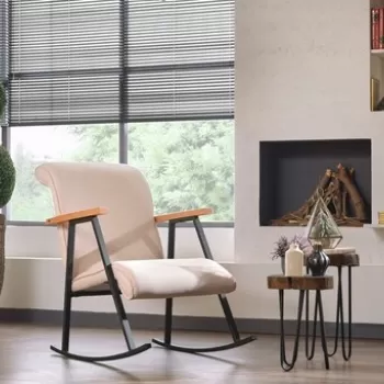 Scaun balansoar Yoka, Futon, 86x60x96 cm, metal, crem imagine