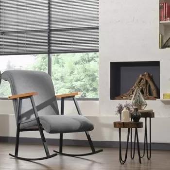 Scaun balansoar Yoka, Futon, 86x60x96 cm, metal, gri imagine