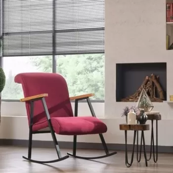 Scaun balansoar Yoka, Futon, 86x60x96 cm, metal, maroon imagine