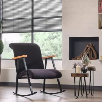 Scaun balansoar Yoka, Futon, 86x60x96 cm, metal, negru imagine