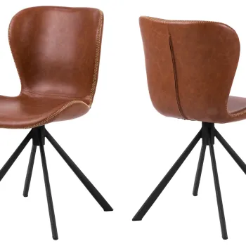 Scaun Batilda -A1, Actona, 46.5x53x81 cm, rotativ, piele ecologica/otel, brandy imagine