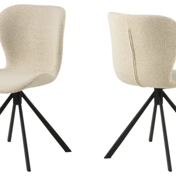 Scaun Batilda -A1, Actona, 46.5x53x81 cm, rotativ, tesatura Boucle/otel, crem imagine