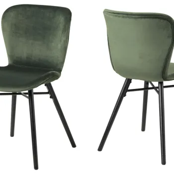 Scaun Batilda -A1, Actona, 47x53x82.5 cm, catifea/lemn de cauciuc, verde forest imagine