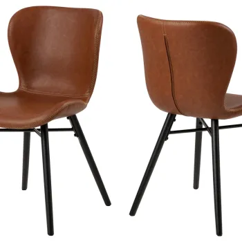 Scaun Batilda -A1, Actona, 47x53x82.5 cm, piele ecologica/lemn de cauciuc, brandy imagine