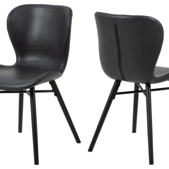 Scaun Batilda -A1, Actona, 47x53x82.5 cm, piele ecologica/lemn de cauciuc, negru imagine