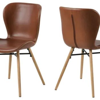 Scaun Batilda -A1, Actona, 47x53x82.5 cm, piele ecologica/lemn de stejar, brandy imagine