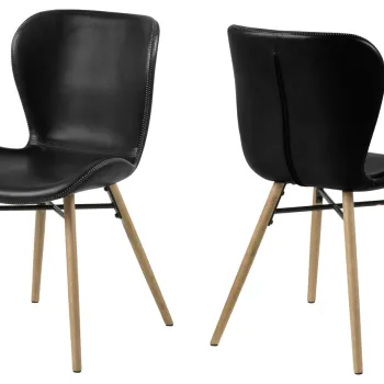 Scaun Batilda -A1, Actona, 47x53x82.5 cm, piele ecologica/lemn de stejar, negru imagine