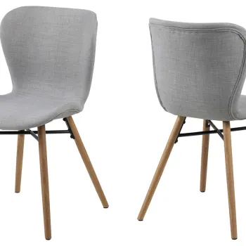 Scaun Batilda -A1, Actona, 47x53x82.5 cm, poliester/lemn de stejar, gri deschis imagine