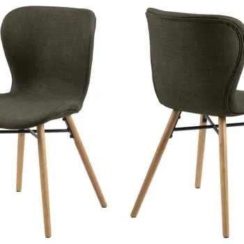 Scaun Batilda -A1, Actona, 47x53x82.5 cm, poliester/lemn de stejar, kaki imagine